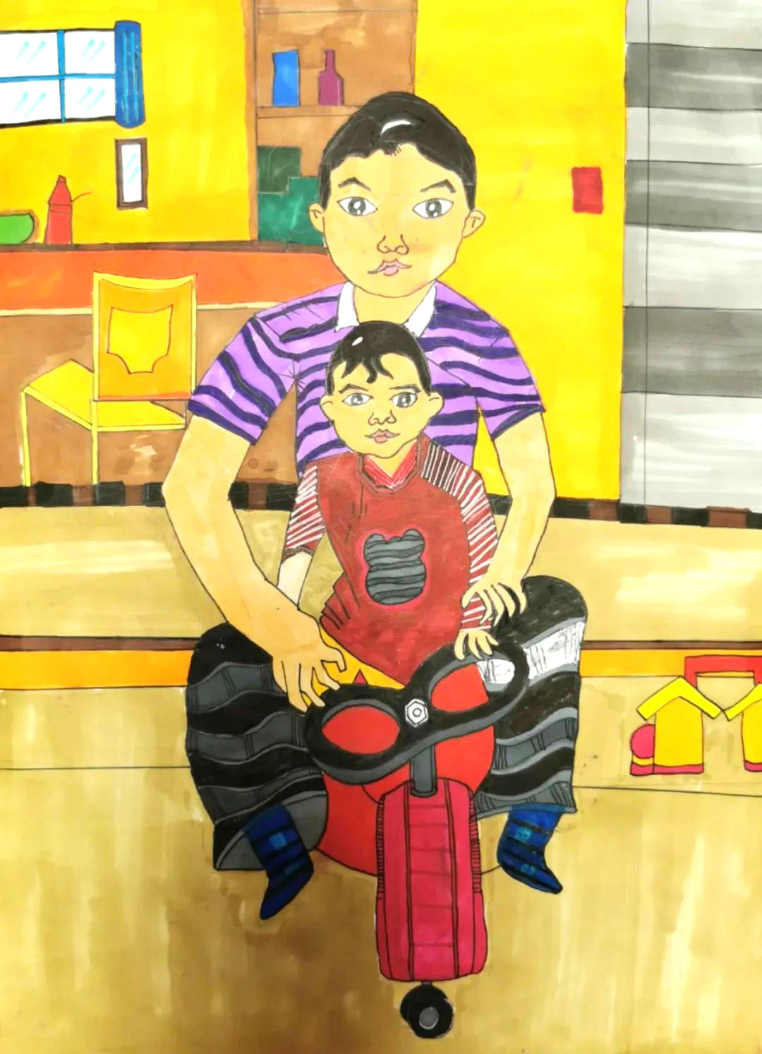 6张简单漂亮的父亲节儿童画图片 我心目中的父亲-图4