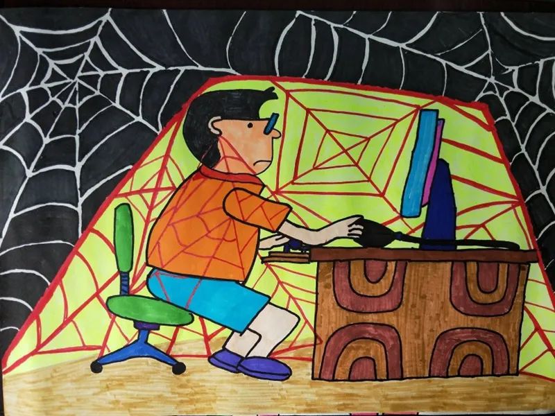 天网恢恢 法网难逃儿童绘画作品