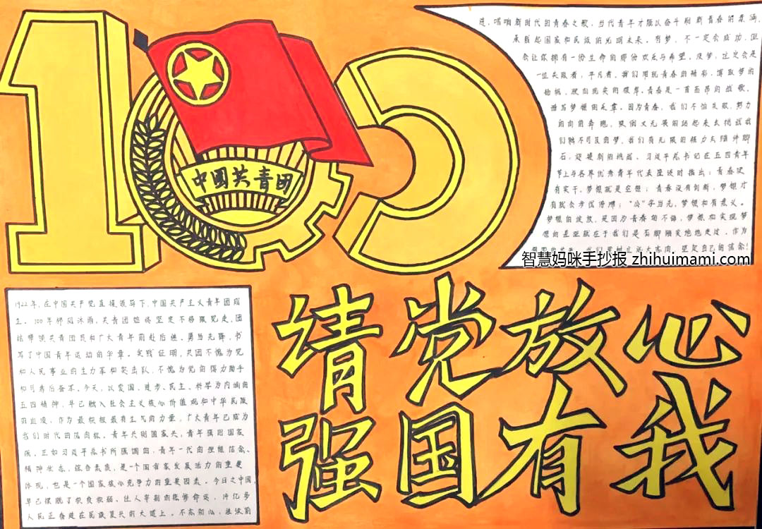 步骤1：《请党放心，强国有我》“请党放心，强国有我，完美的诠释了中国青年们的蓬勃生机和积极向上的精神，同时祝中国共产主义青年团100周年生日快乐！”