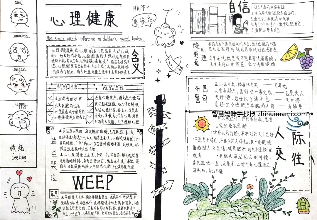 5.25心理健康节手抄报绘画（9张）-图2