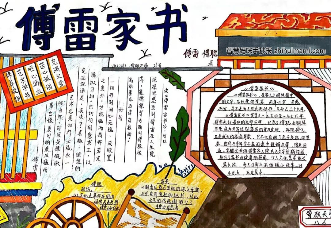 6张漂亮的傅雷家书手抄报绘画-图1