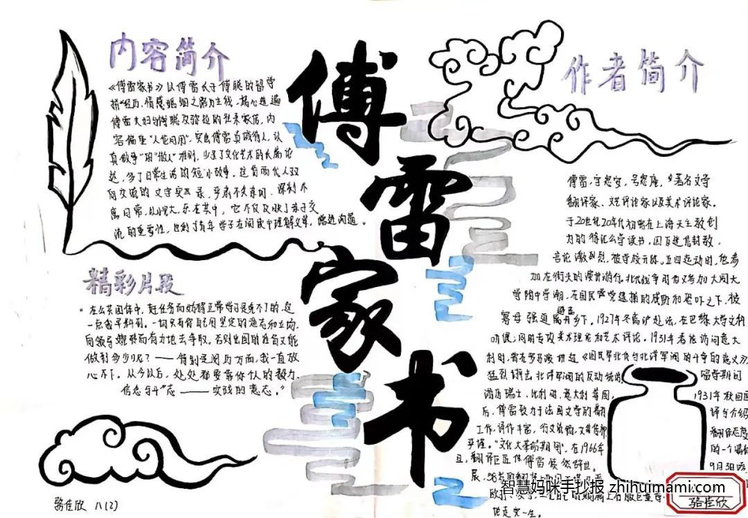 6张漂亮的傅雷家书手抄报绘画-图4