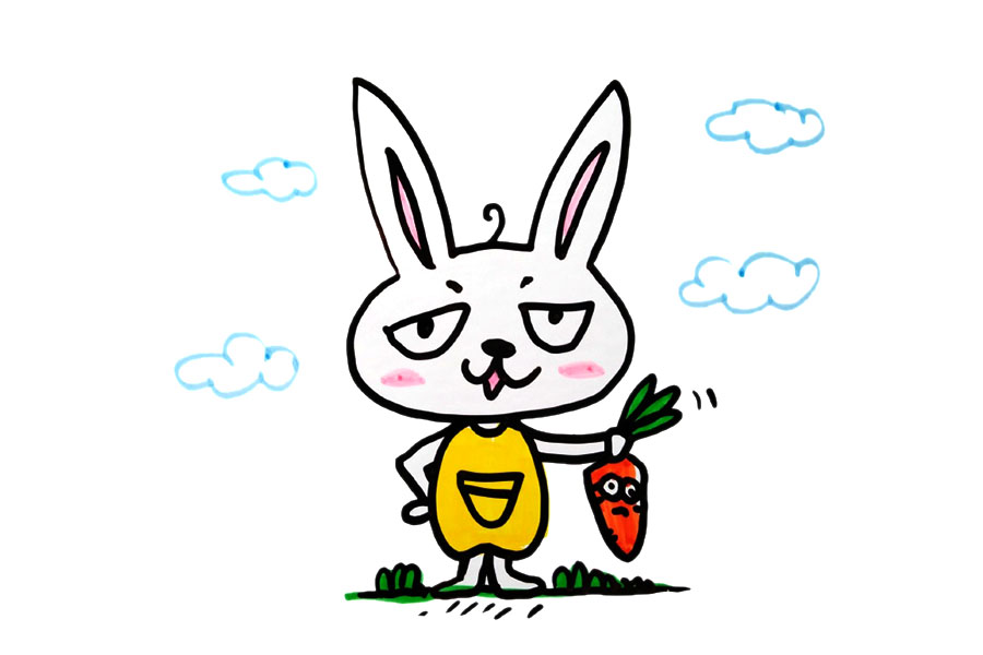 三只卡通兔子简笔画简单可爱-图1