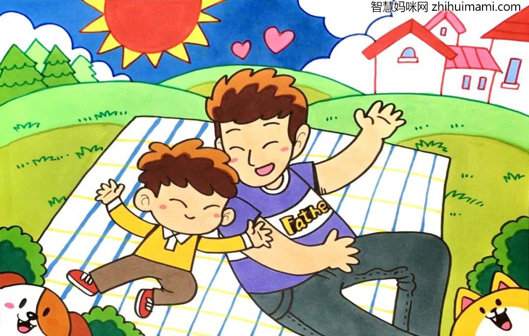 6.19父亲节儿童画绘画教程