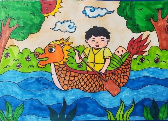 “声声龙舟鼓 浓浓家乡情” 端午节主题绘画-图5