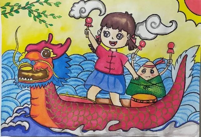 “童心绘端午 百人画龙舟”主题绘画三年级-图3