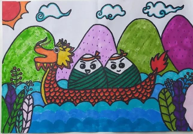 “童心绘端午 百人画龙舟”主题绘画三年级-图4