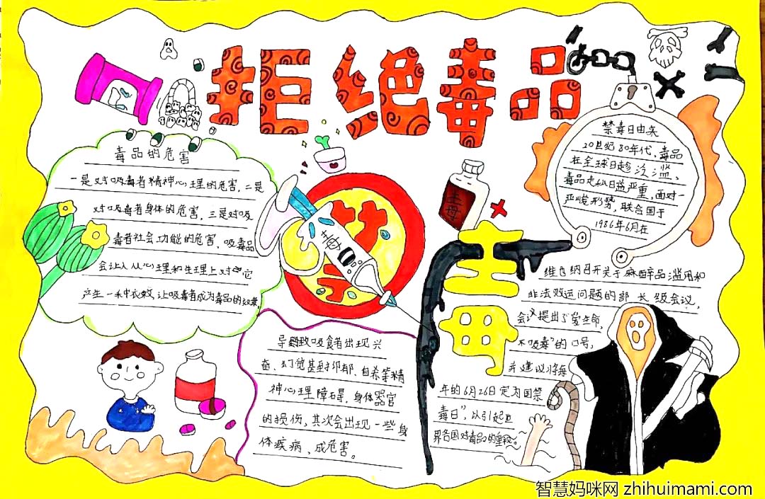 ”拒绝毒品 快乐成长“626禁毒宣传手抄报（6张）-图1