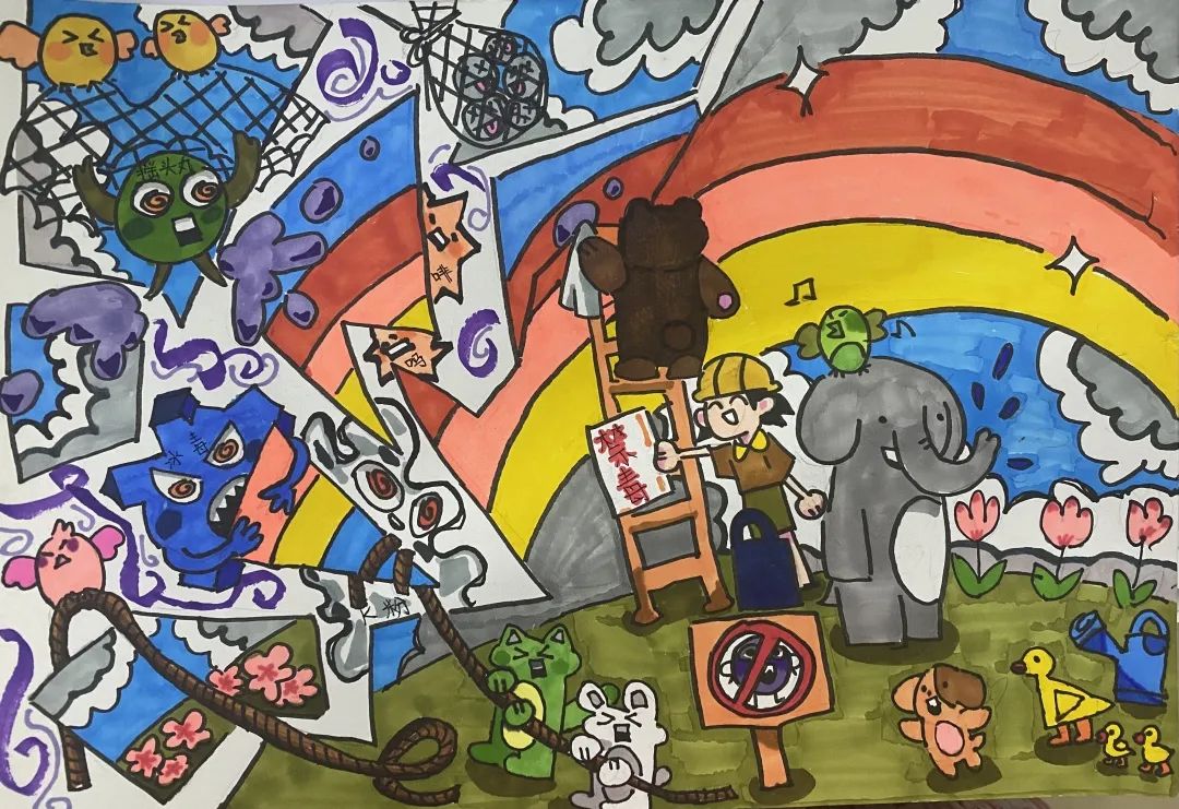 6.26世界禁毒日主题绘画初中年级作品-图6