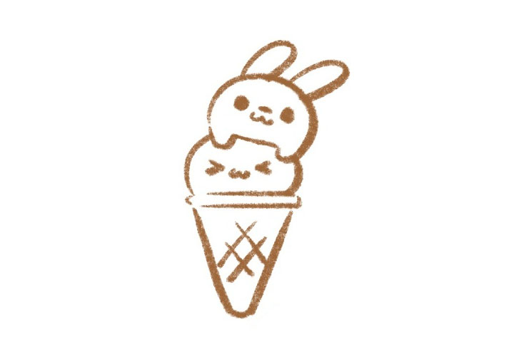 甜甜兔子冰激凌简笔画画法-图2