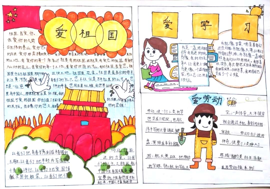 ”爱祖国 爱学习 爱劳动“劳动教育手抄报7张-图2