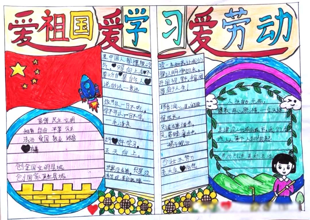 ”爱祖国 爱学习 爱劳动“劳动教育手抄报7张-图5