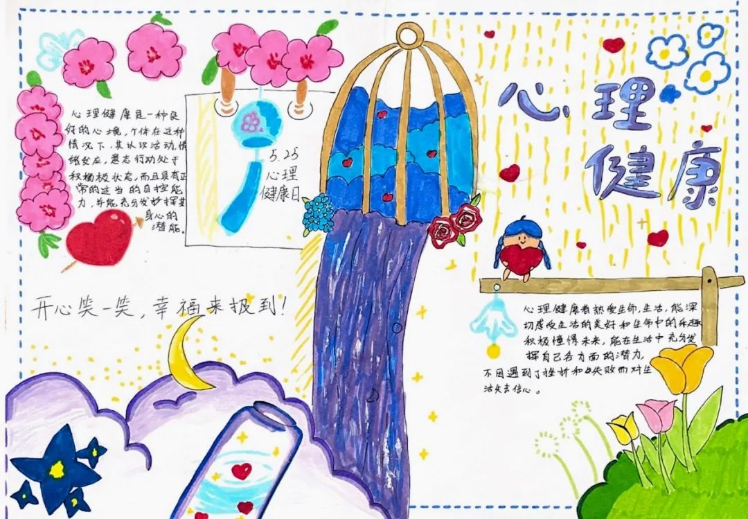 ”珍爱生命 阳光成长“心理健康主题手抄报优秀作品6张-图2