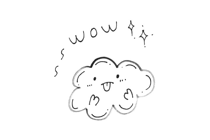 5张可爱的云朵表情简笔画图片-图1