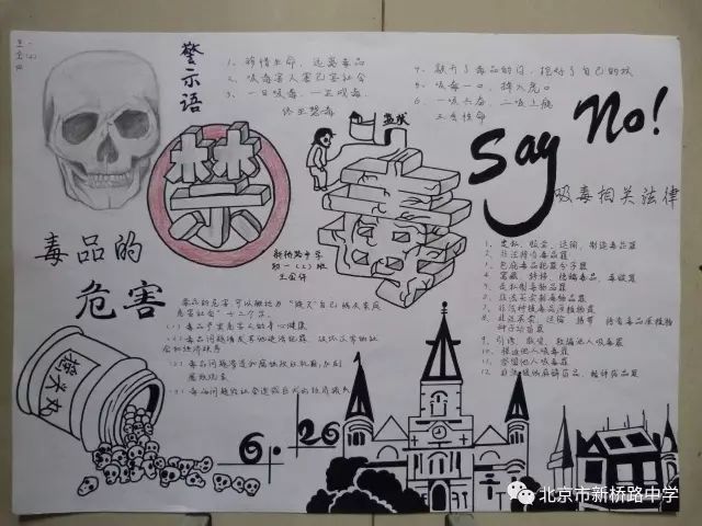 拒绝毒品 健康生活 我们在行动主题手抄报简单漂亮-图1