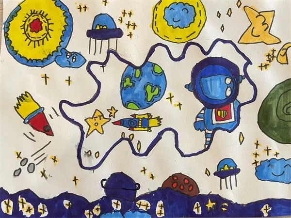 小学生我的航天梦主题绘画简单又漂亮-图2