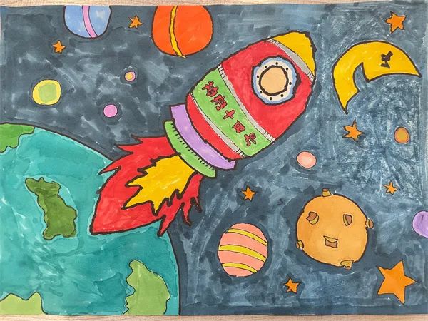 小学生中国航天日主题绘画作品简单-图4