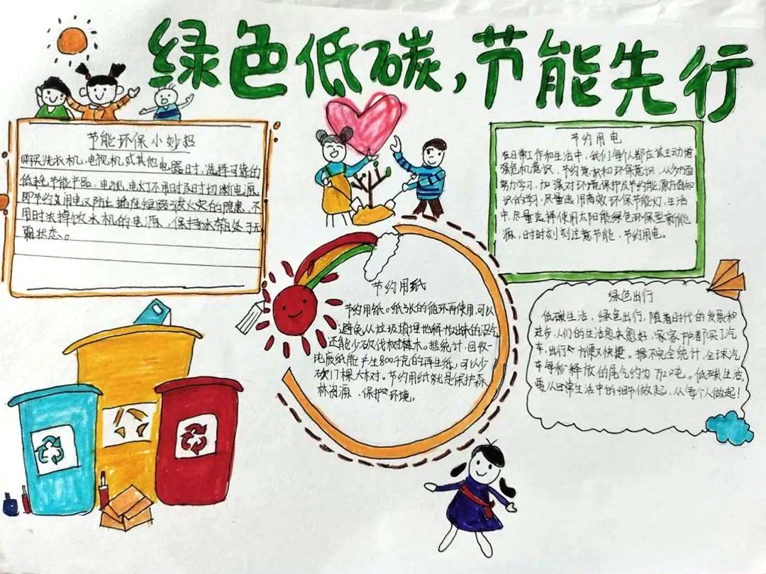 "绿色低碳 节能先行“环保主题手抄报6张-图4