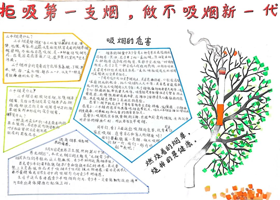珍爱生命 远离香烟禁烟主题手抄报5张-图1