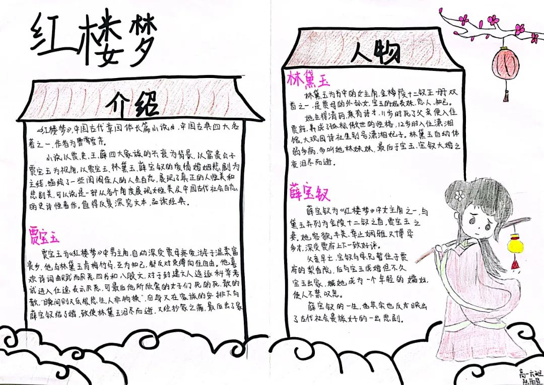 中国名著红楼梦主题手抄报简单好画-图3