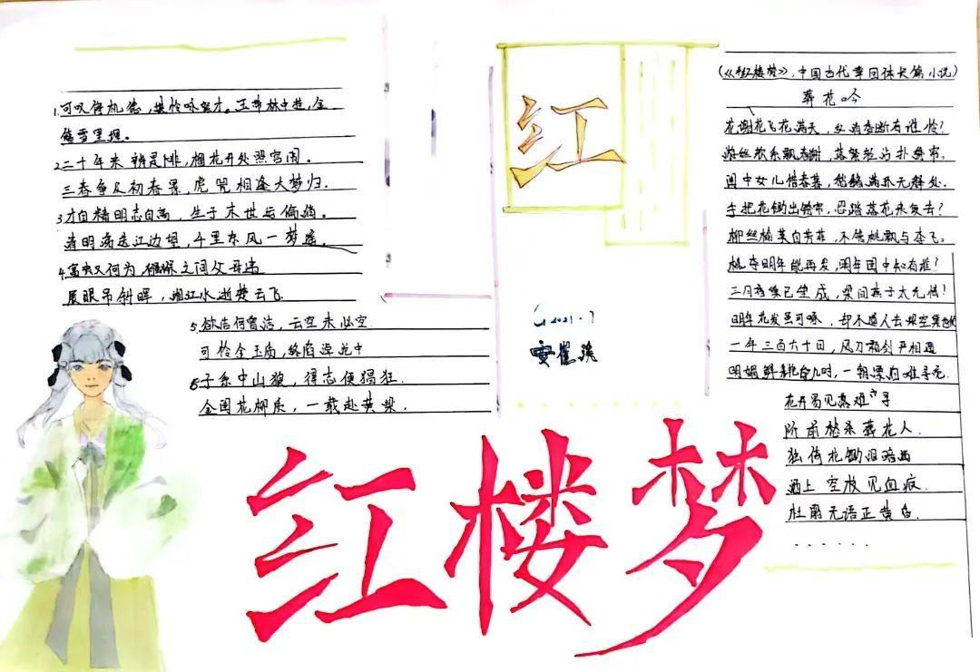 中国名著红楼梦主题手抄报简单好画-图6