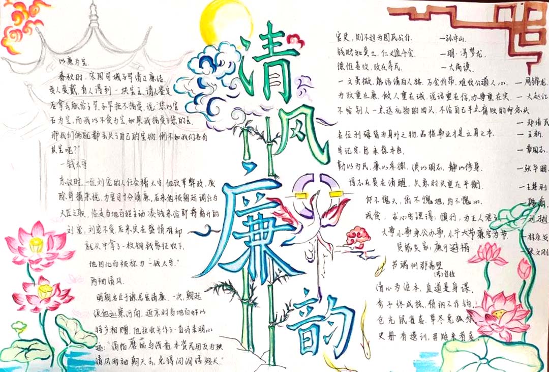 清正廉洁主题手抄报简单好画-图2