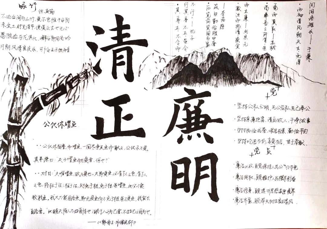 清正廉洁主题手抄报简单好画-图4