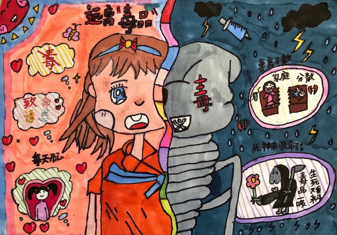 禁毒主题绘画一年级简单漂亮-图2