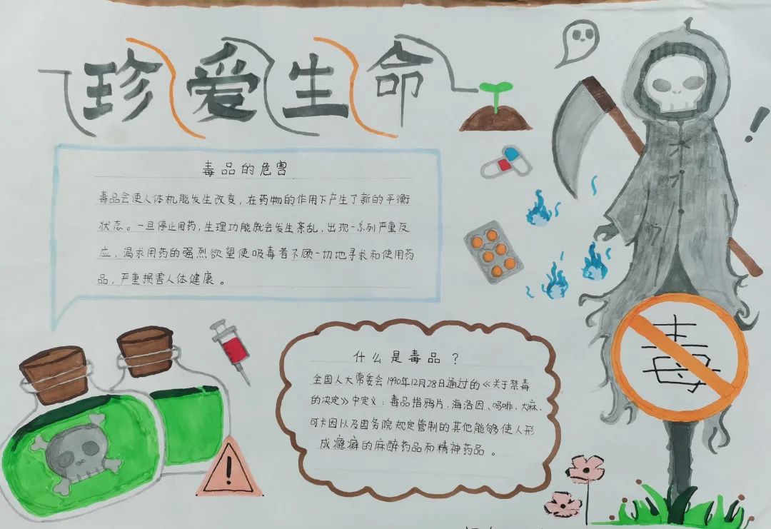 5张简单漂亮的小学生禁毒手抄报-图3