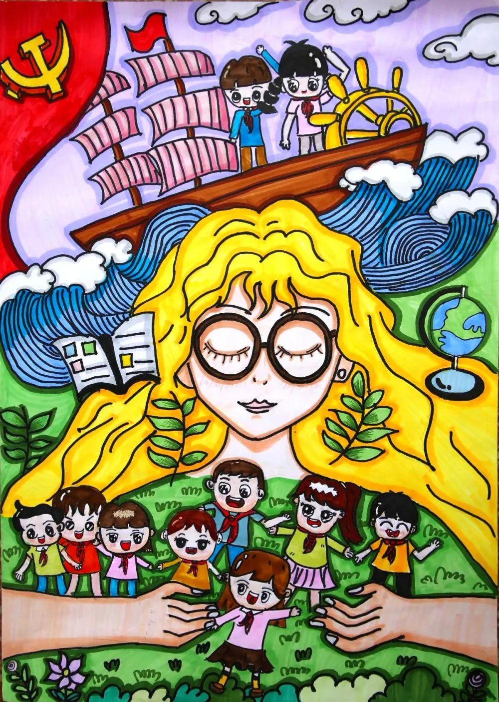 创意儿童画作品 献礼建党百年-图2