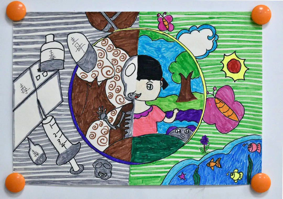 5张简单漂亮的禁毒教育绘画作品-图2