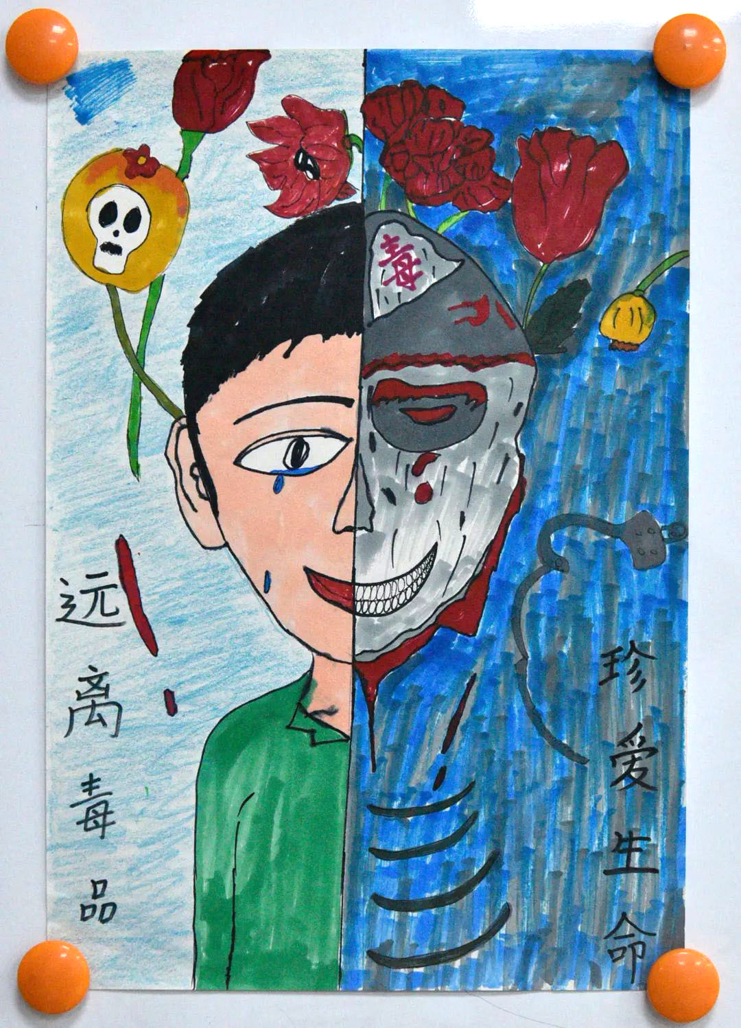 5张简单漂亮的禁毒教育绘画作品-图3