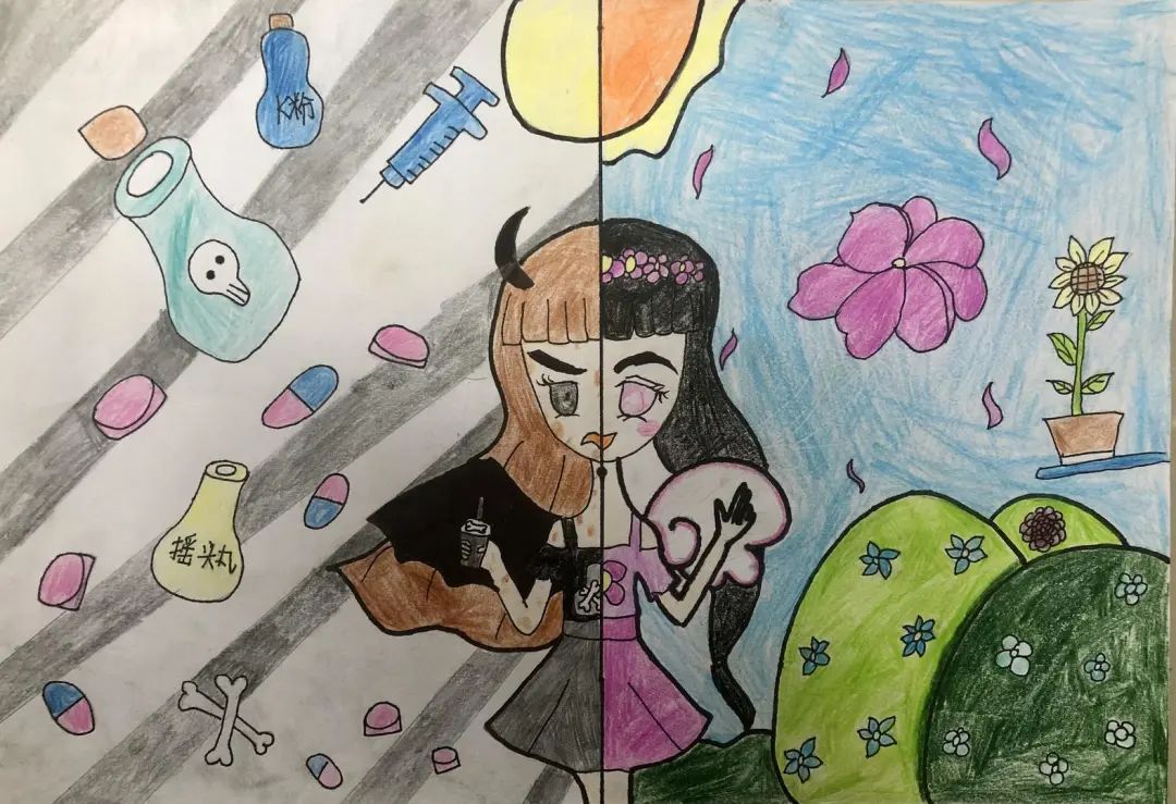 禁毒主题绘画怎么画 一组简单漂亮的禁毒儿童画图片-图3