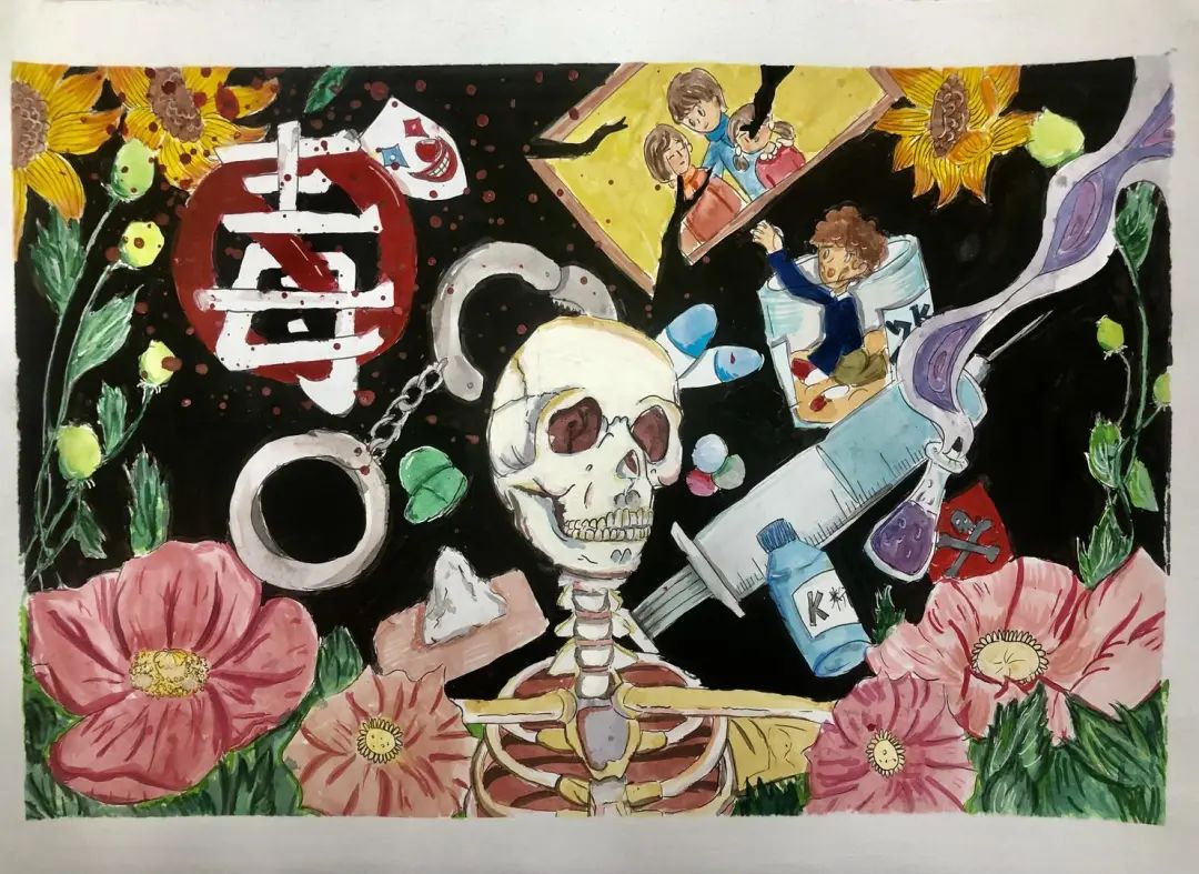 禁毒主题绘画怎么画 一组简单漂亮的禁毒儿童画图片-图9