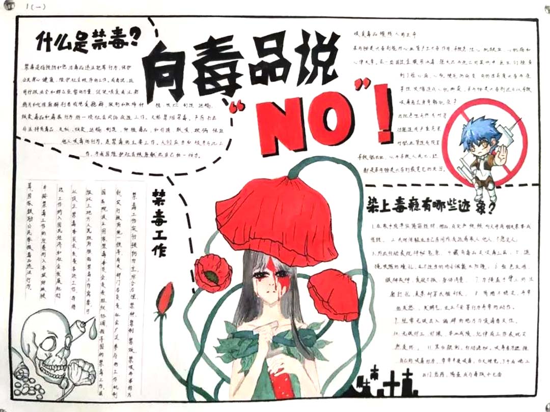 “珍爱生命 向毒品说不”禁毒主题手抄报八年级-图4