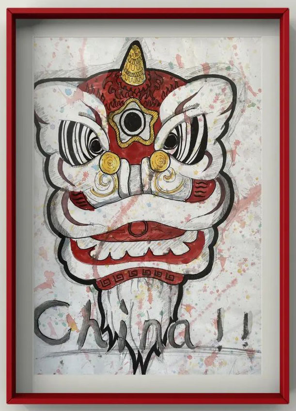 6张漂亮的舞狮主题绘画作品-图2