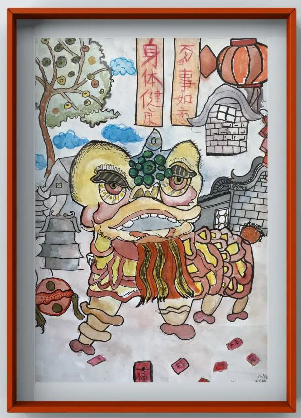 6张漂亮的舞狮主题绘画作品-图5
