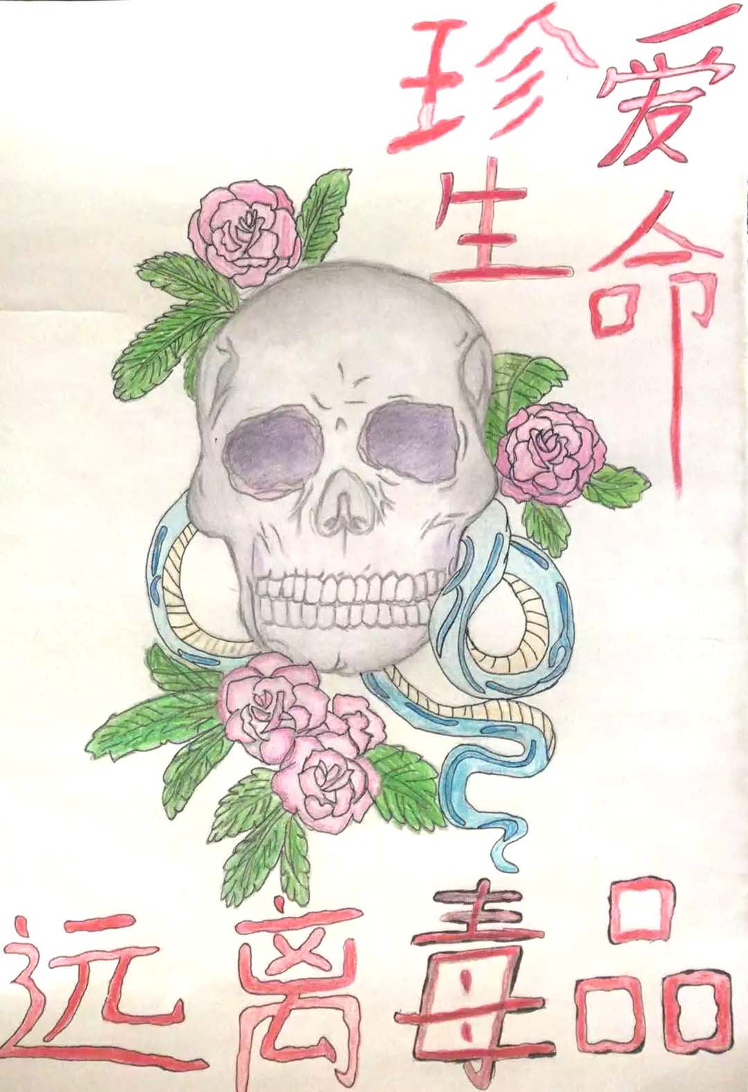 ”远离毒品 共创美好家园“禁毒宣传绘画初中-图6