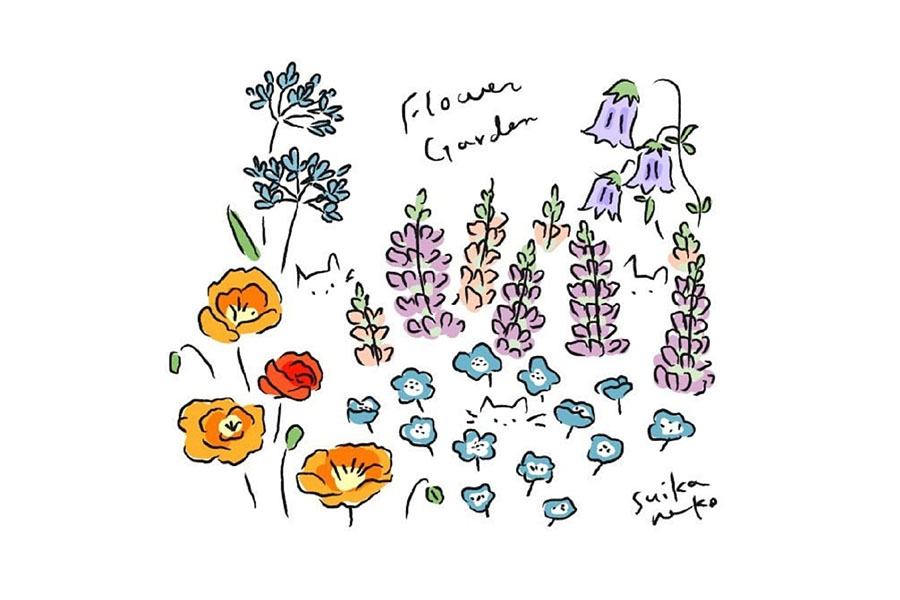 猫咪与花儿简笔画，又简单又美好-图2