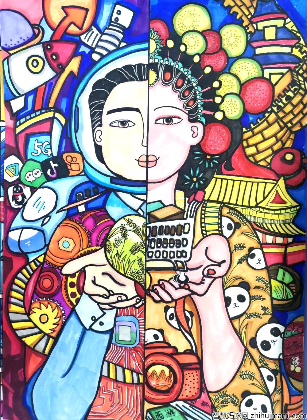 庆祝建党100周年儿童画作品-图1