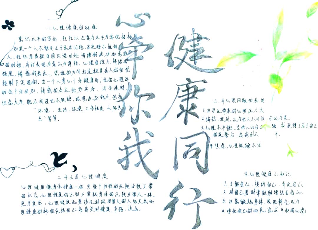 小学生心理健康宣传手抄报5张-图3