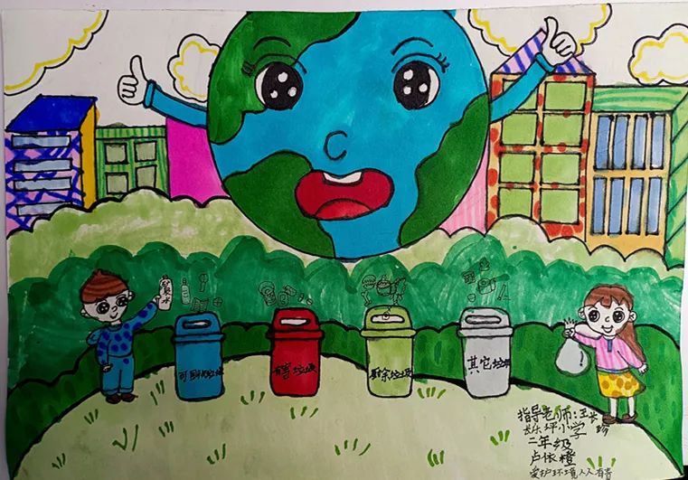 垃圾分类从我做起 小学生环境健康主题绘画-图2