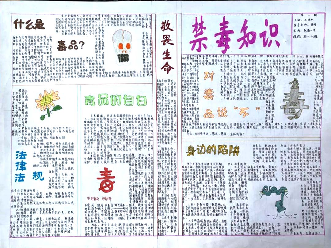 二年级禁毒手抄报简单又漂亮6张-图5