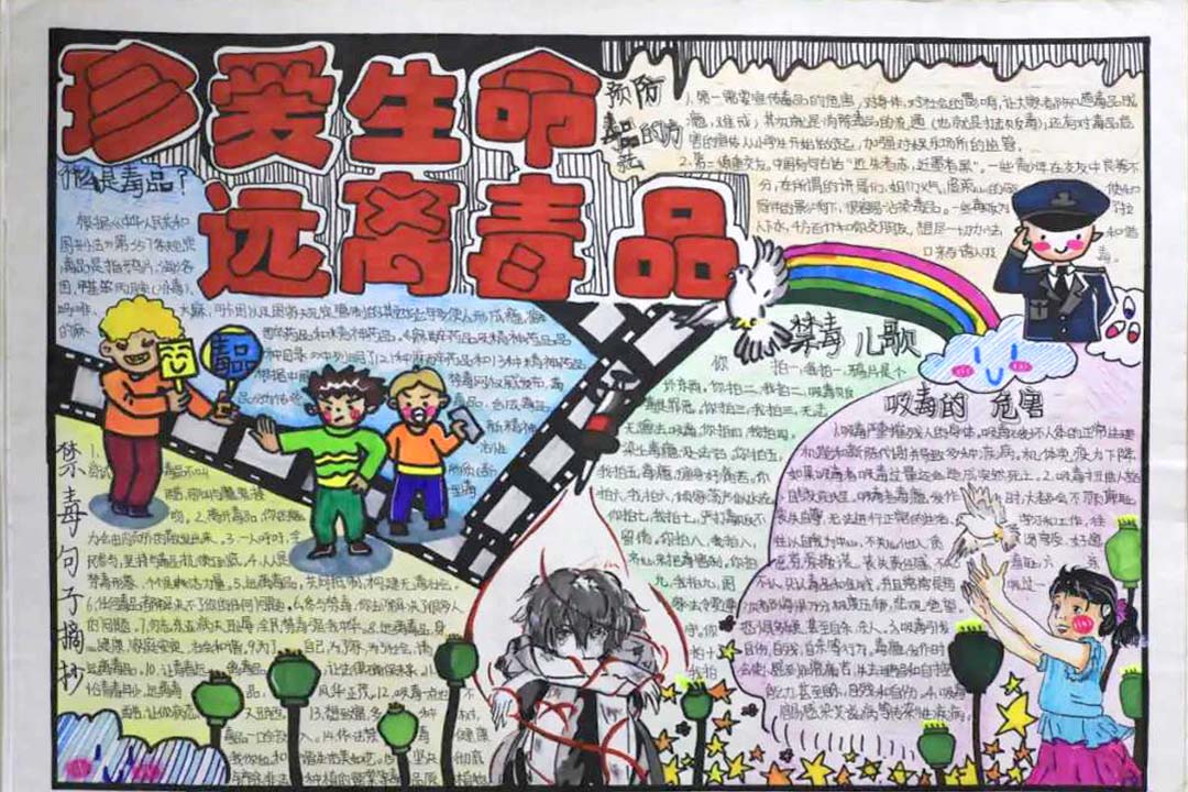 禁毒主题宣传手抄报简单好画-图1