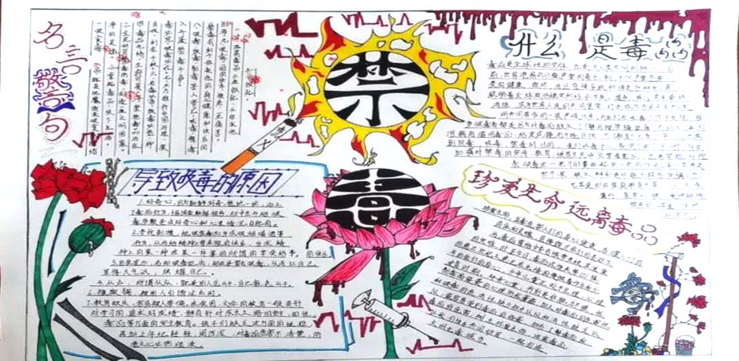 禁毒主题宣传手抄报简单好画-图3
