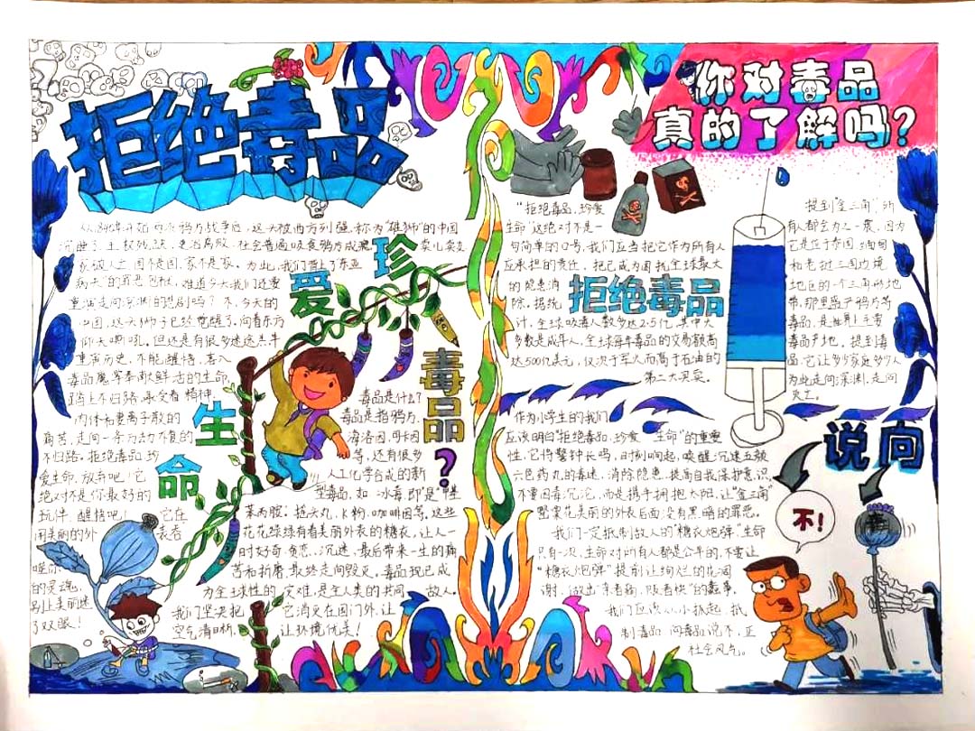 ”珍爱生命 远离毒品“校园禁毒宣传手抄报-图1