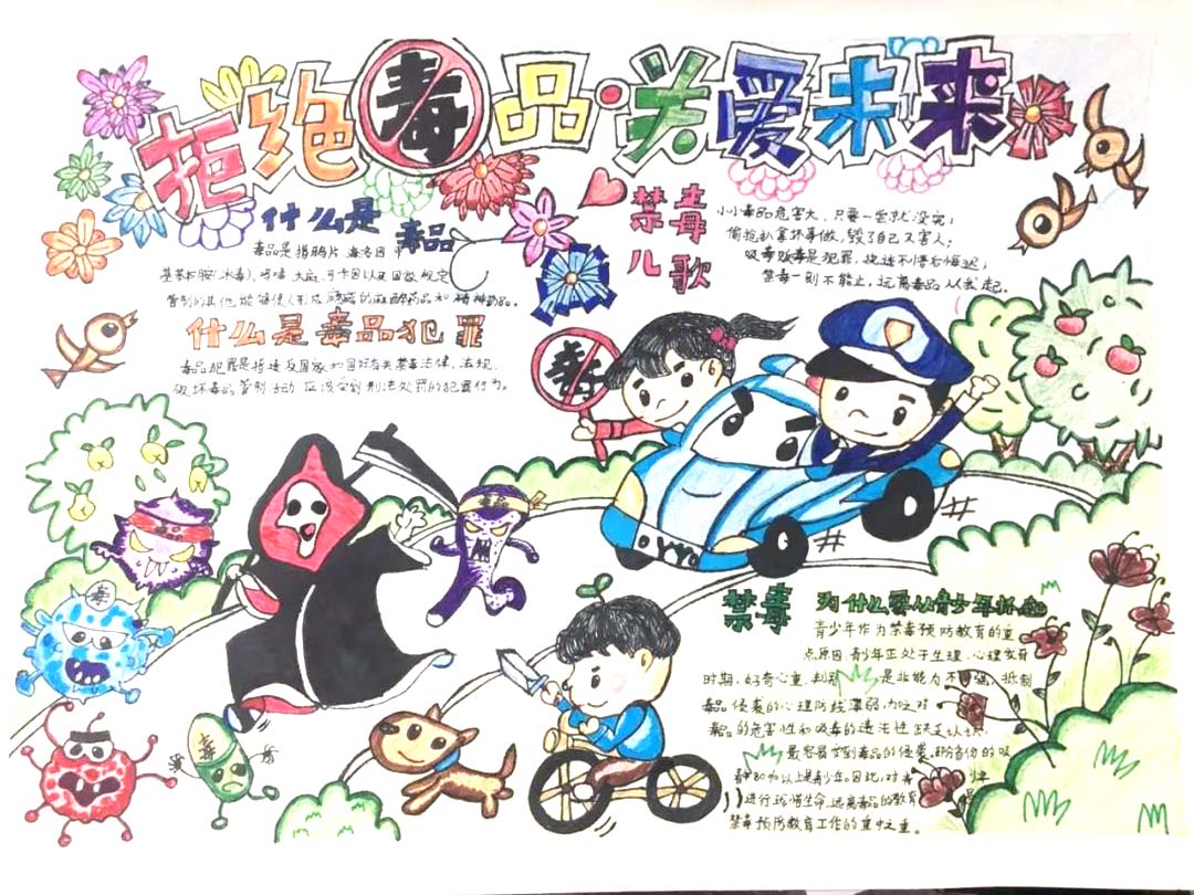 ”拒绝毒品 关爱未来“初中禁毒手抄报欣赏-图5