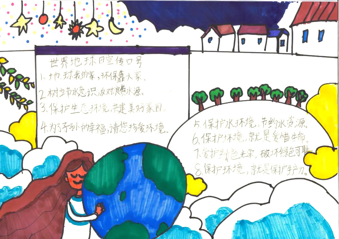 小学生简单好画的世界地球日主题手抄报图片-图1