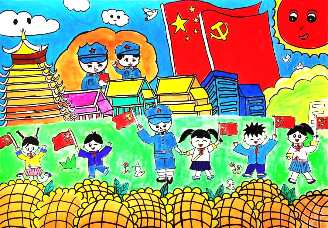 中学组喜迎二十大优秀绘画作品6张-图2