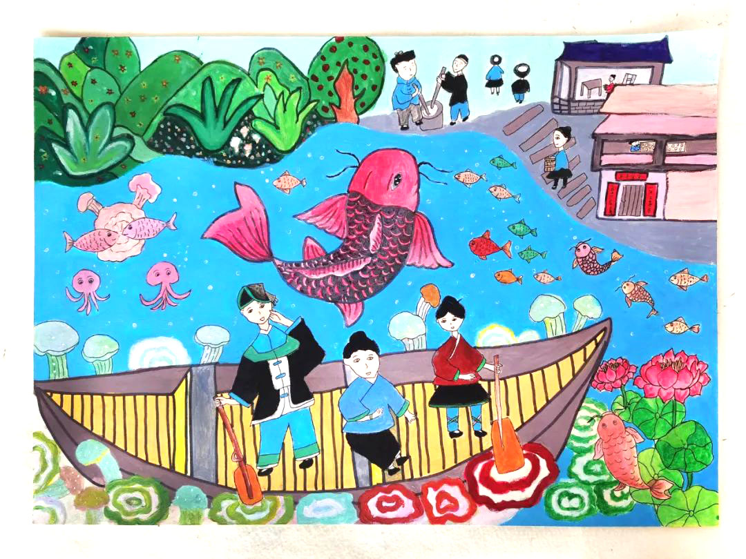 中学组喜迎二十大优秀绘画作品6张-图4